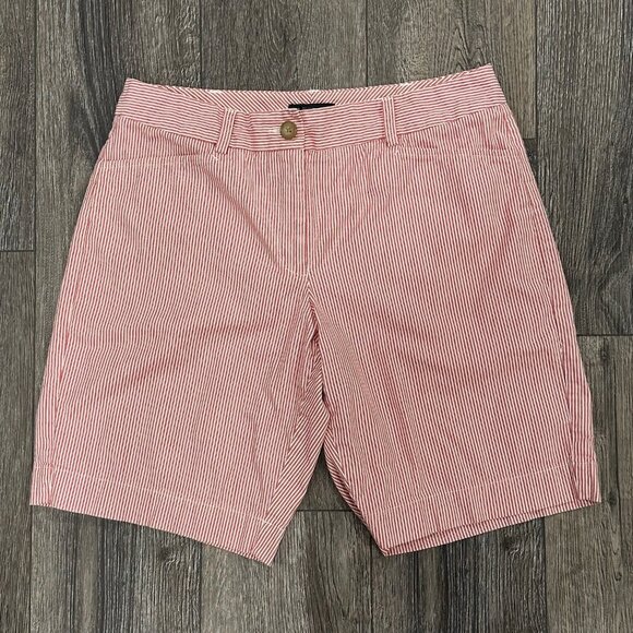 Lands' End Pants - Women's Land's End Red & White Seersucker Shorts, Size 10